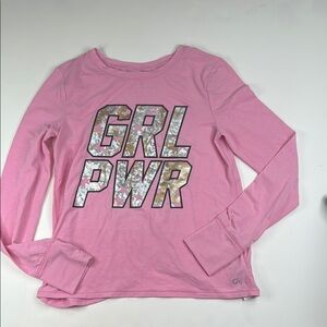 GAPFit Girls' Pink Long Sleeve‎ Girl Power Active Tee Size Medium